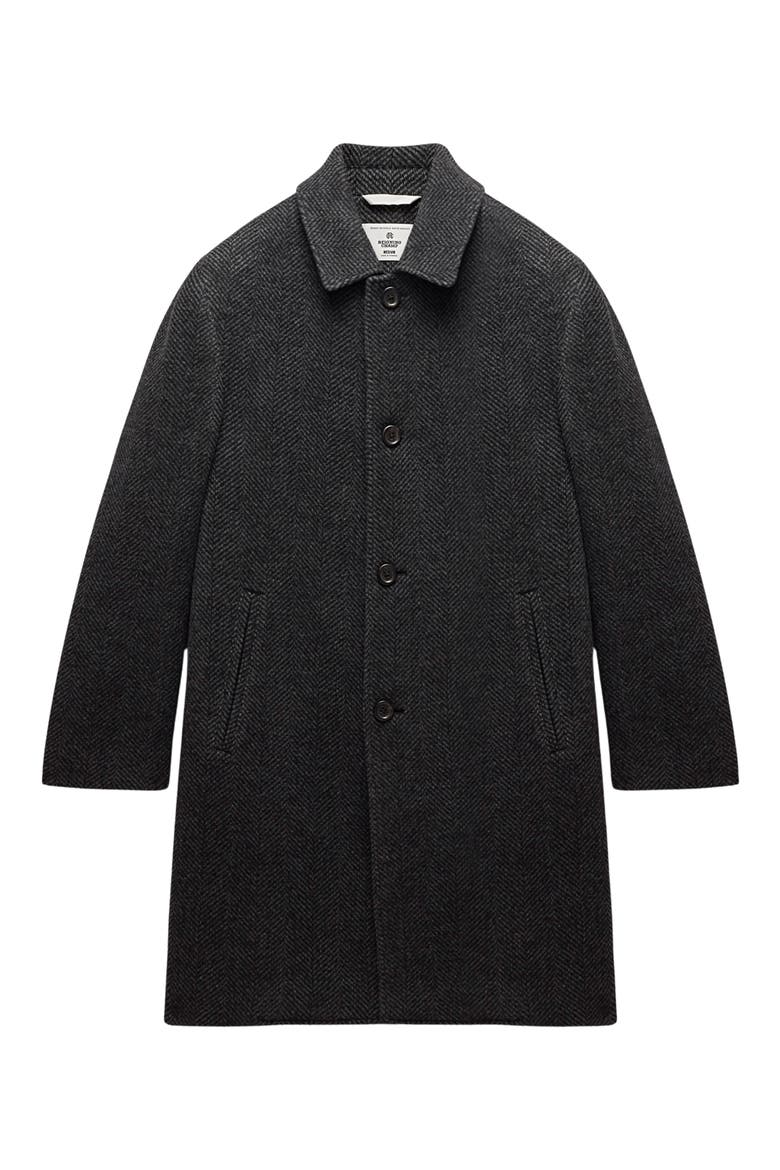 Wool Blend Herringbone Scout Coat, Alternate, color, HERRINGBONE BLACK-GREY