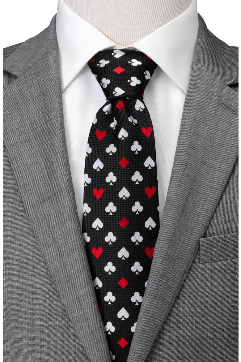 Card Suits Jacquard Silk Blend Tie, Alternate, color, BLACK