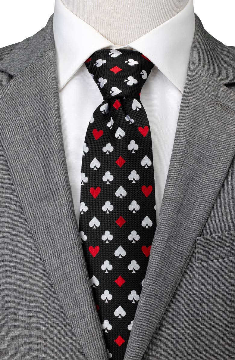 Cufflinks, Inc. Card Suits Jacquard Silk Blend Tie, Alternate, color, Black