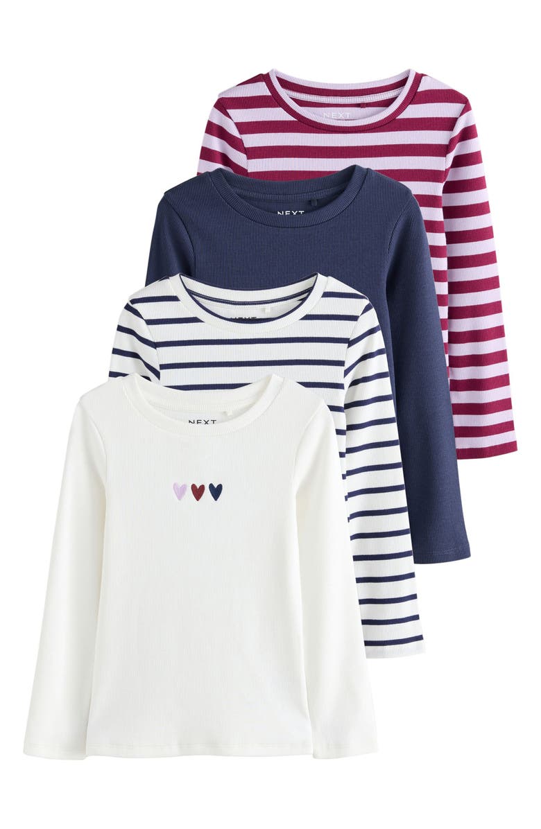 NEXT Kids' Assorted 4-Pack Long Sleeve Rib T-Shirts, Main, color, Multi
