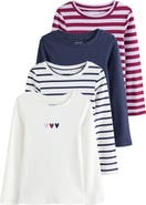 NEXT Kids' Assorted 4-Pack Long Sleeve Rib T-Shirts