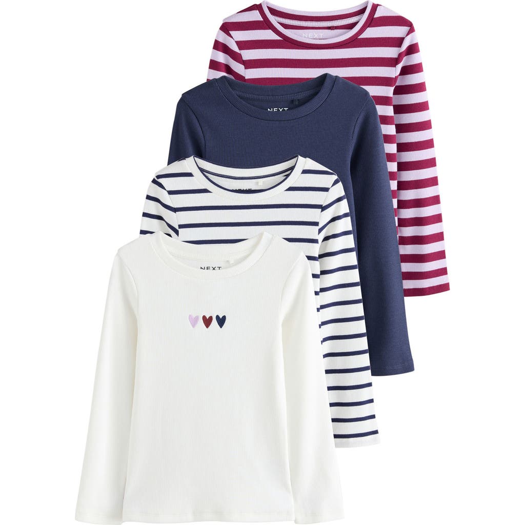 Next Kids' Assorted 4-pack Long Sleeve Rib T-shirts In Multi