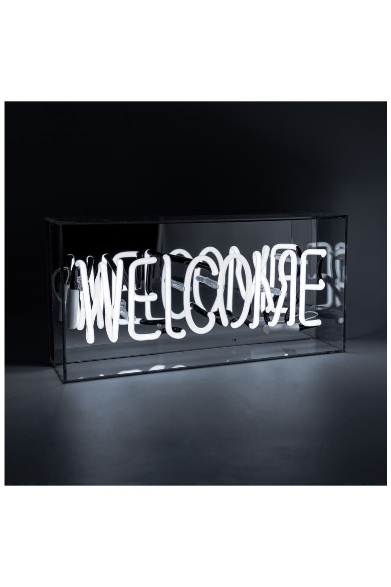 Welcome Neon Acrylic Box Light, Alternate, color, WHITE