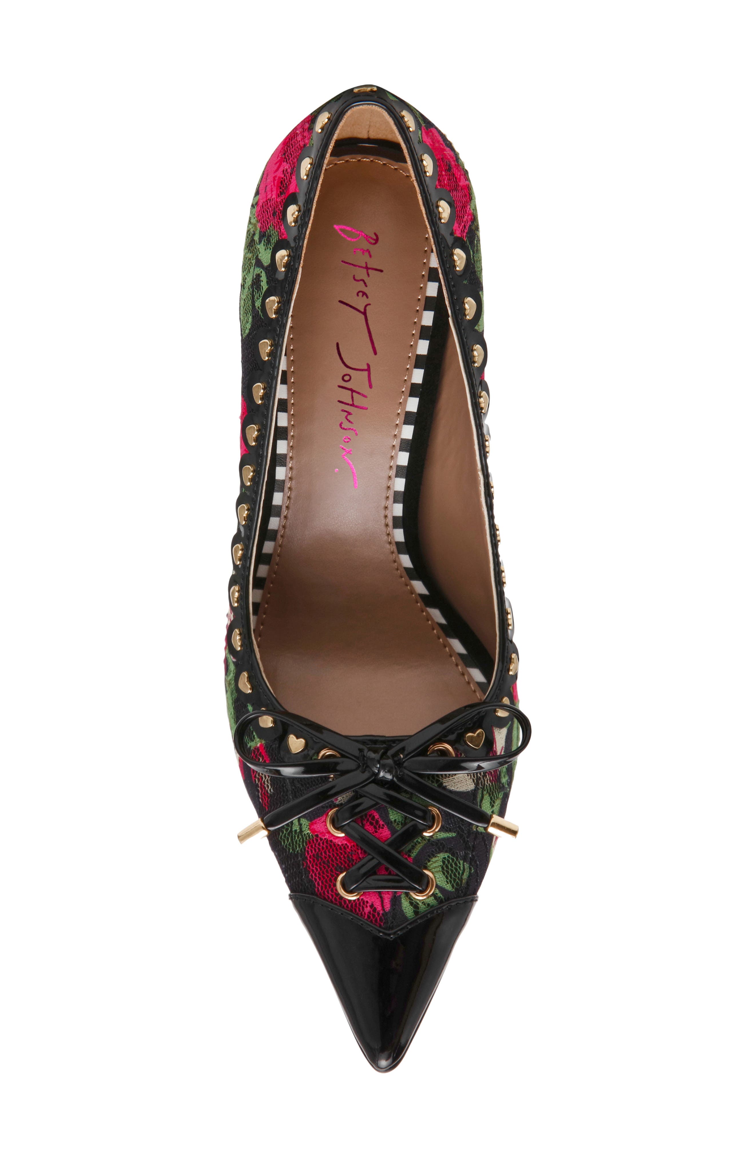 Jovi Studded Pointed Toe Pump, Alternate, color, BLACK ROSE