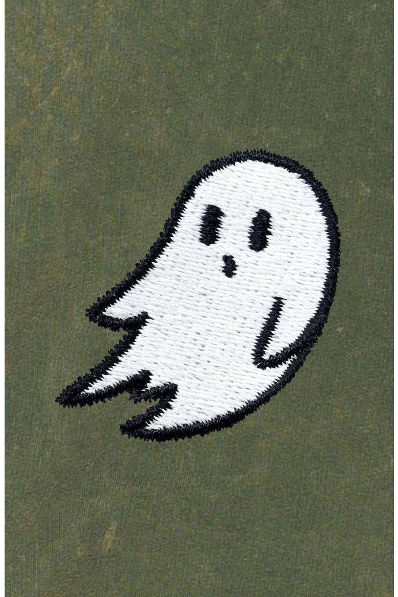 Ghost Embroidered Washed Hoodie, Alternate, color, Olive