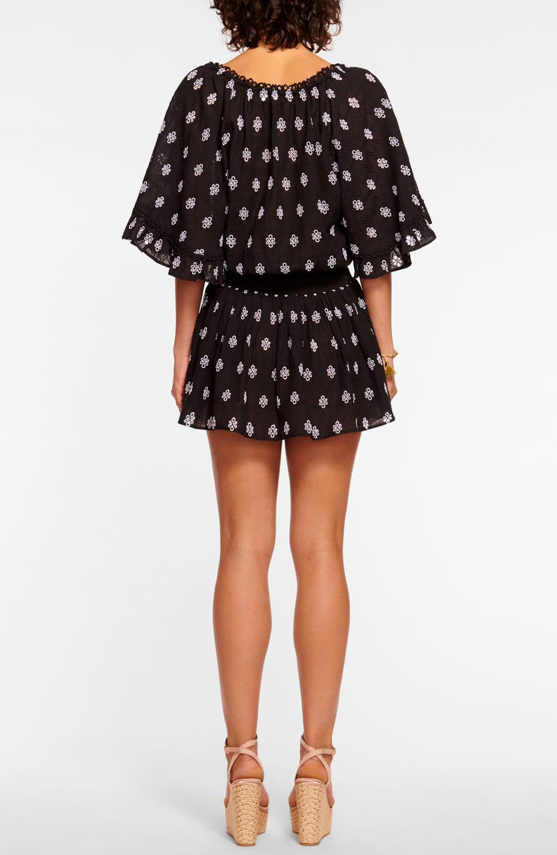 Ramy Brook Tena Embroidered Cover-Up Minidress, Alternate, color, Black/ White Combo