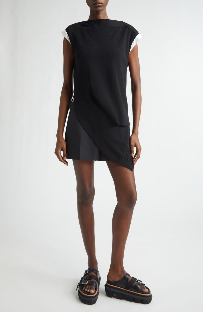 Sacai Suiting X Knit Dress, Main, color, Black