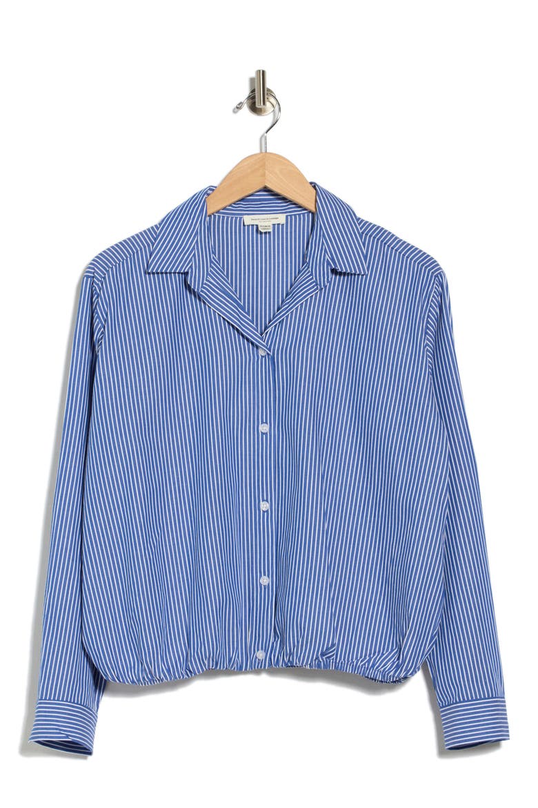 Marin Stripe Cotton Crop Bubble Hem Shirt, Alternate, color, ROTAL NIGHT