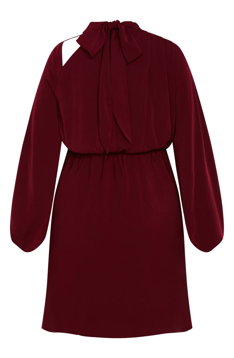 City Chic Jaylee Shoulder Cutout Long Sleeve Dress, Alternate, color, Plum