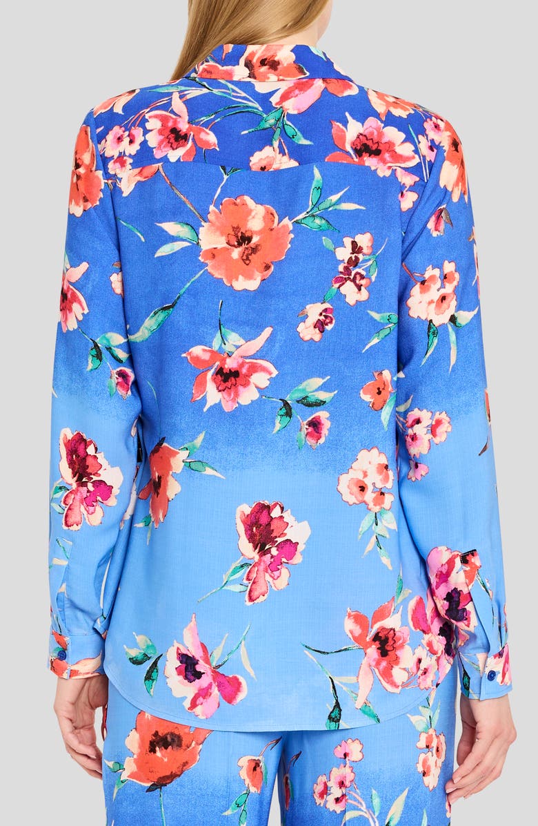 Tahari ASL Floral Print Shirt, Alternate, color, Peri Floral
