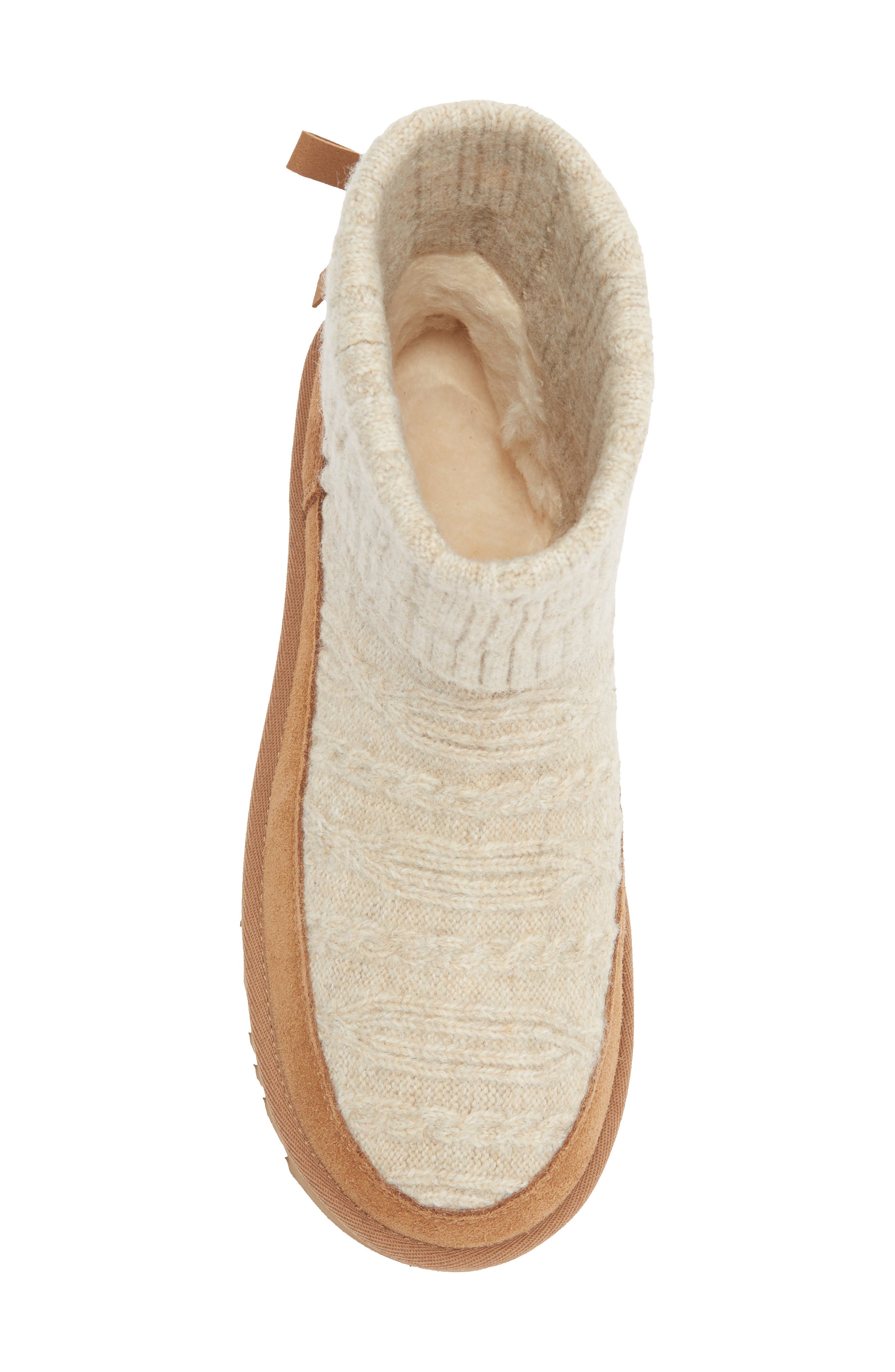 Classic Mini Cable Knit Bootie, Alternate, color, NATURAL / CHESTNUT