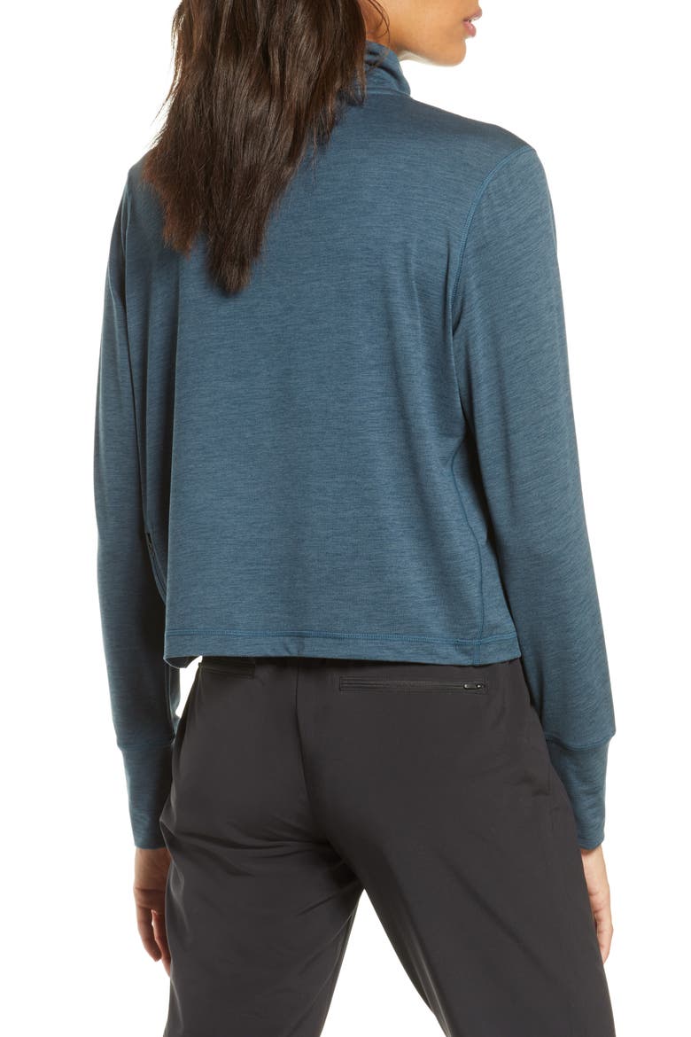 Crescent Performance Half-Zip Crop Pullover, Alternate, color, INDIGO HEATHER