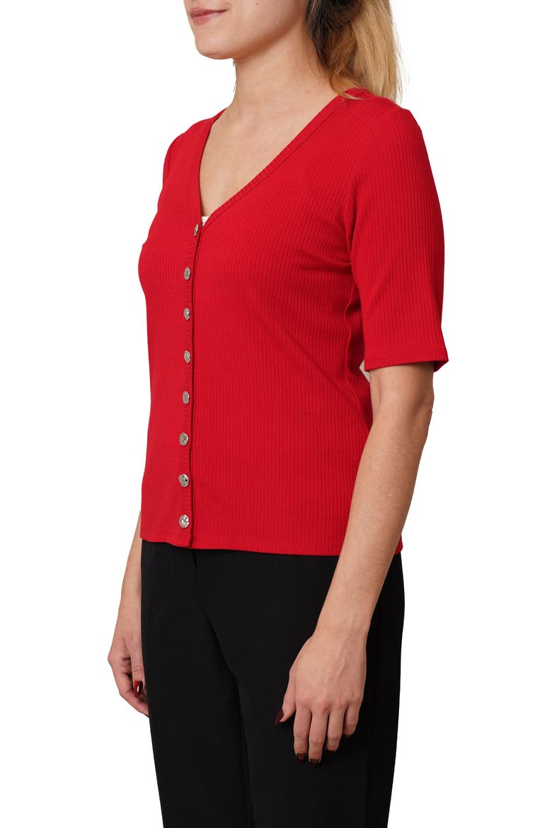 V-Neck Elbow Length Sleeve Cardigan, Alternate, color, SALSA