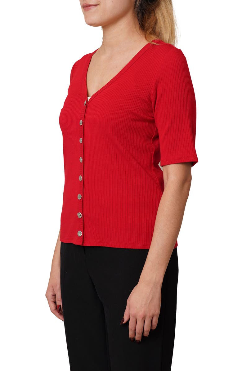 CYRUS V-Neck Elbow Length Sleeve Cardigan, Alternate, color, Salsa