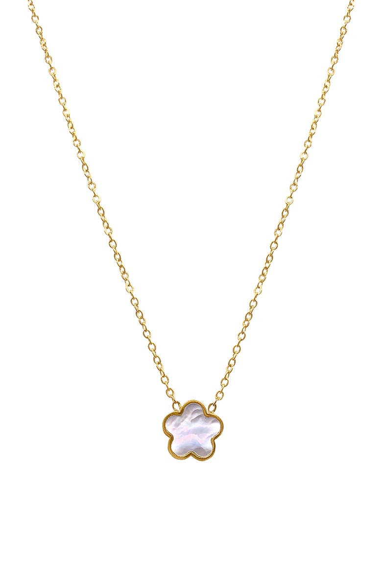 14K Yellow Gold Plated Clover Pendant Necklace, Alternate, color, WHITE