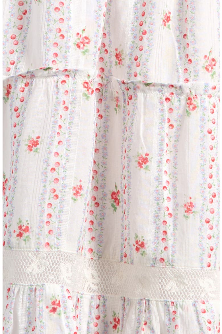 Kids' Avenora Floral Lace Trim Tiered Cotton Sundress, Alternate, color, POPPY RED