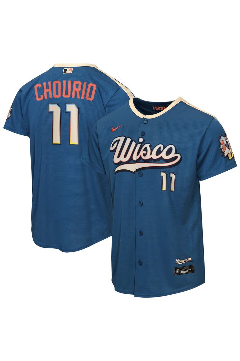 Youth Nike Jackson Chourio Mineral Blue Milwaukee Brewers 2026 City Connect Stadium Jersey, Main, color, Mineral Blue