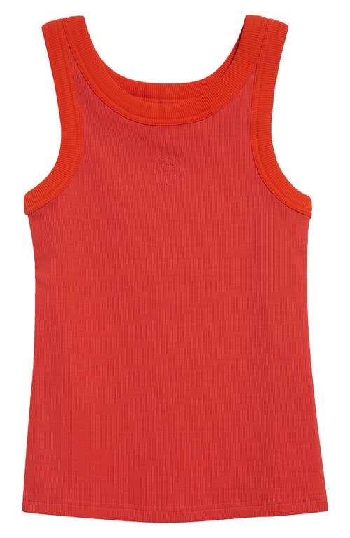 Marimekko Surrea Piirto Unikko Cotton Rib Tank In Red Dark Orange