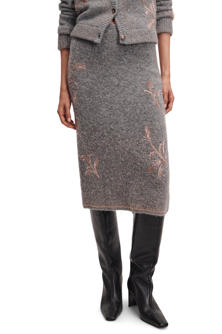 Iris Beaded Midi Skirt, Main, color, GREY