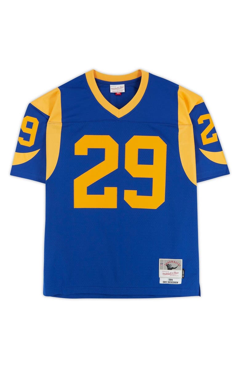 FANATICS AUTHENTIC Eric Dickerson Los Angeles Rams Autographed 1984 Throwback Mitchell & Ness Blue Replica Jersey with "HOF 99" Inscription, Alternate, color,