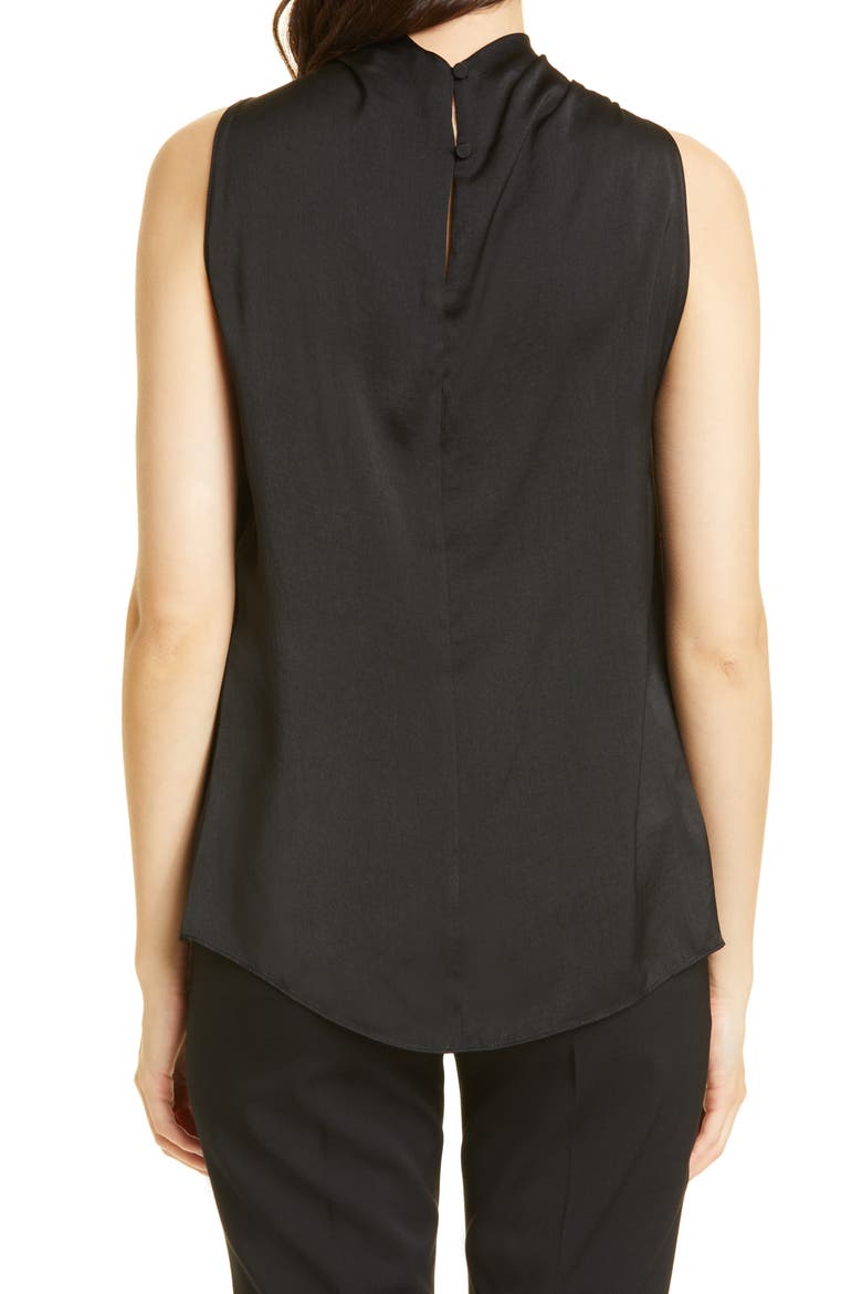 Deanne Hammered Satin Halter Neck Blouse, Alternate, color, BLACK