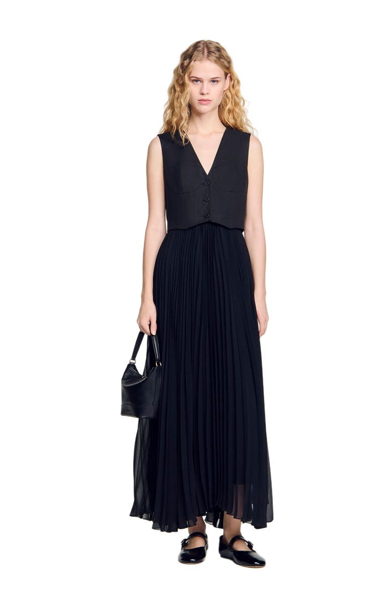 SANDRO Pleated maxi dress, Alternate, color, 