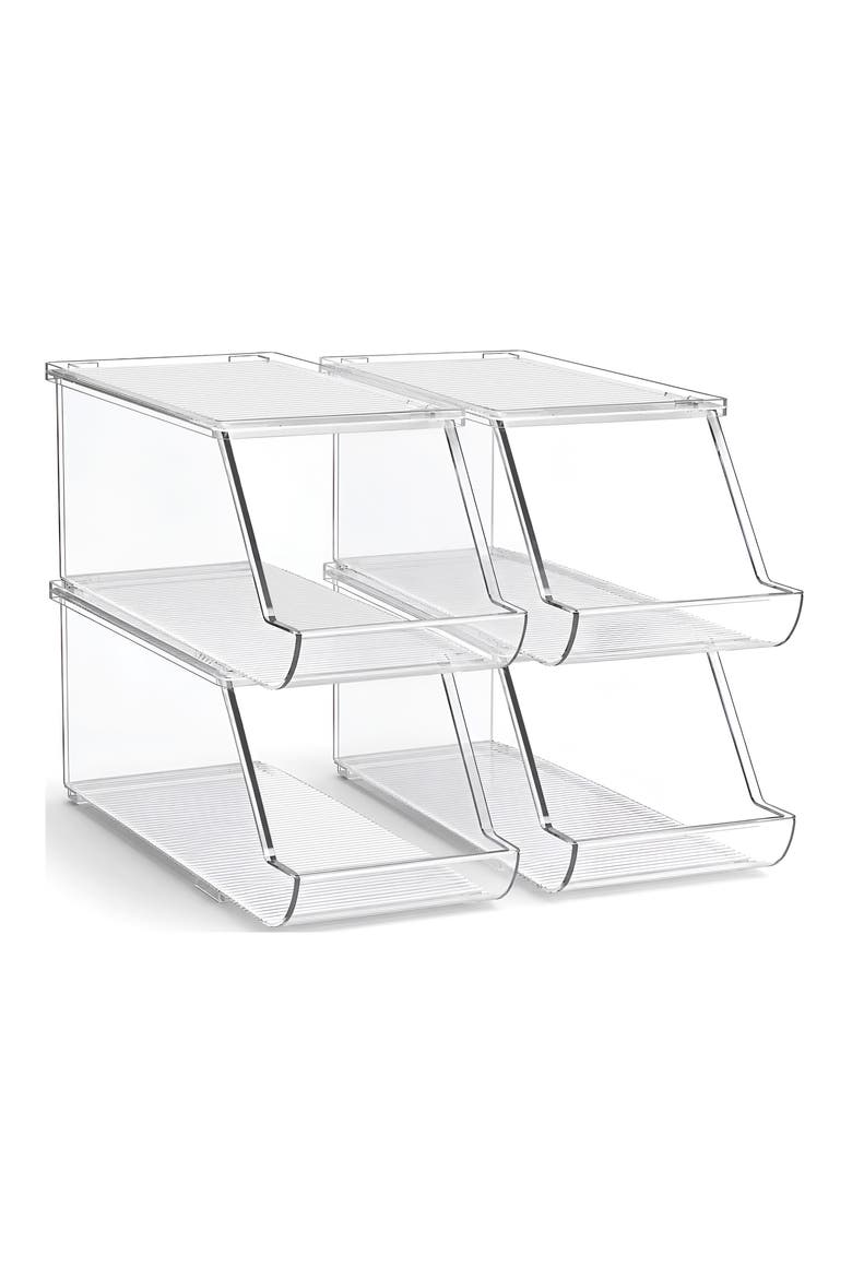 Set of 4 Stackable Soda Can Organizers, Main, color, CLEAR