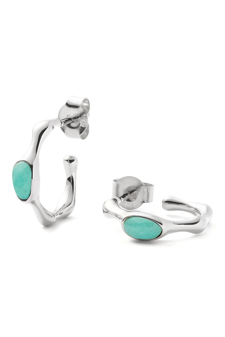 Small Magma Hoop Earrings, Main, color, SILVER/ AMAZONITE
