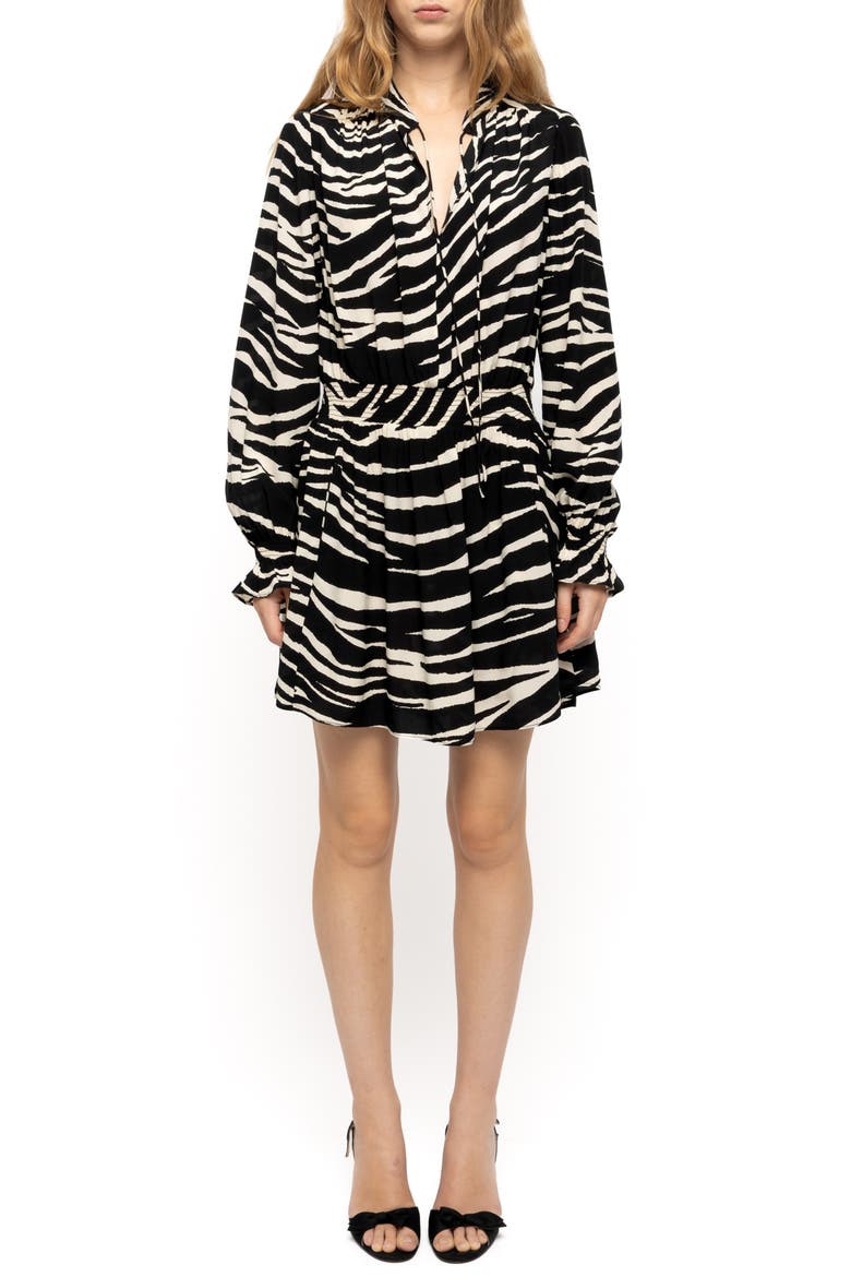 Rayados Zebra Minidress, Main, color, BLACK