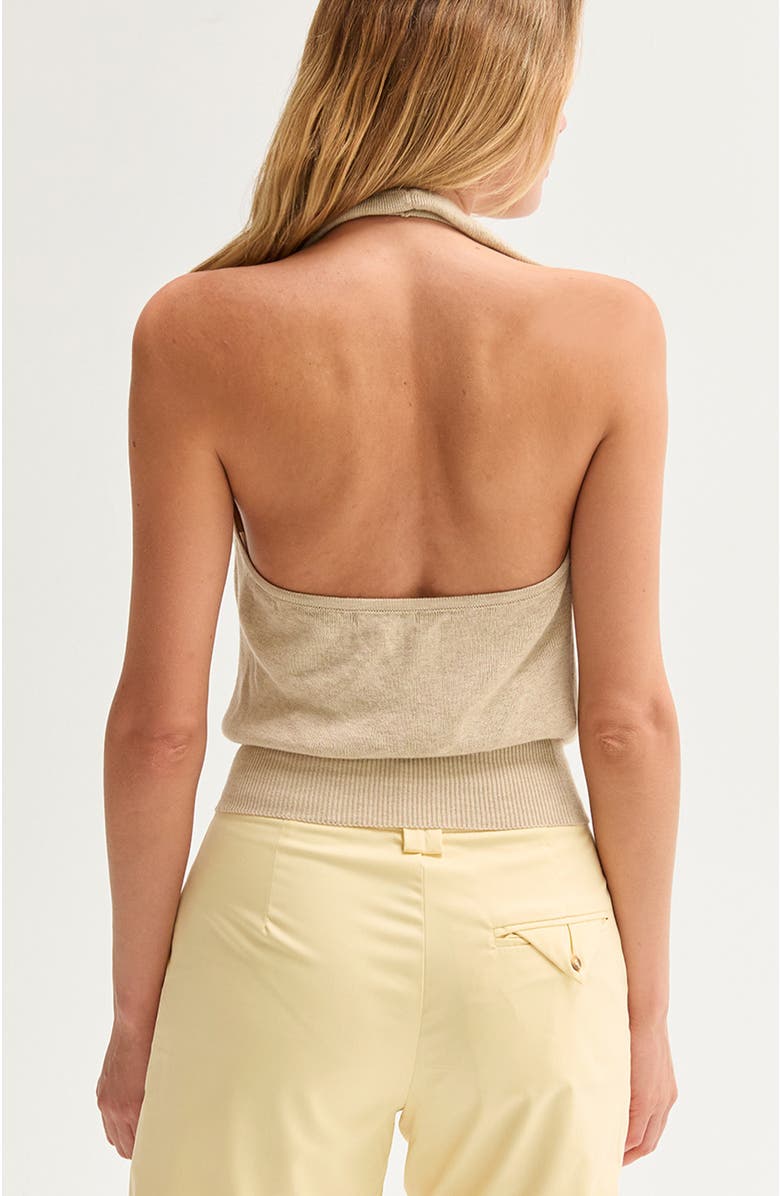 CRESCENT Cowl Neck Halter Knit Top, Alternate, color, Oatmeal