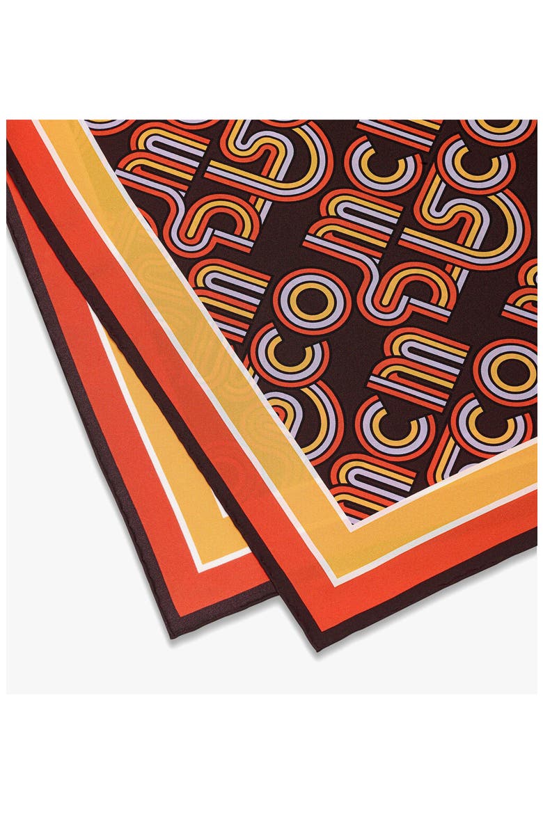 Disco Monogram Scarf in Organic Silk, Alternate, color, Cinnamon