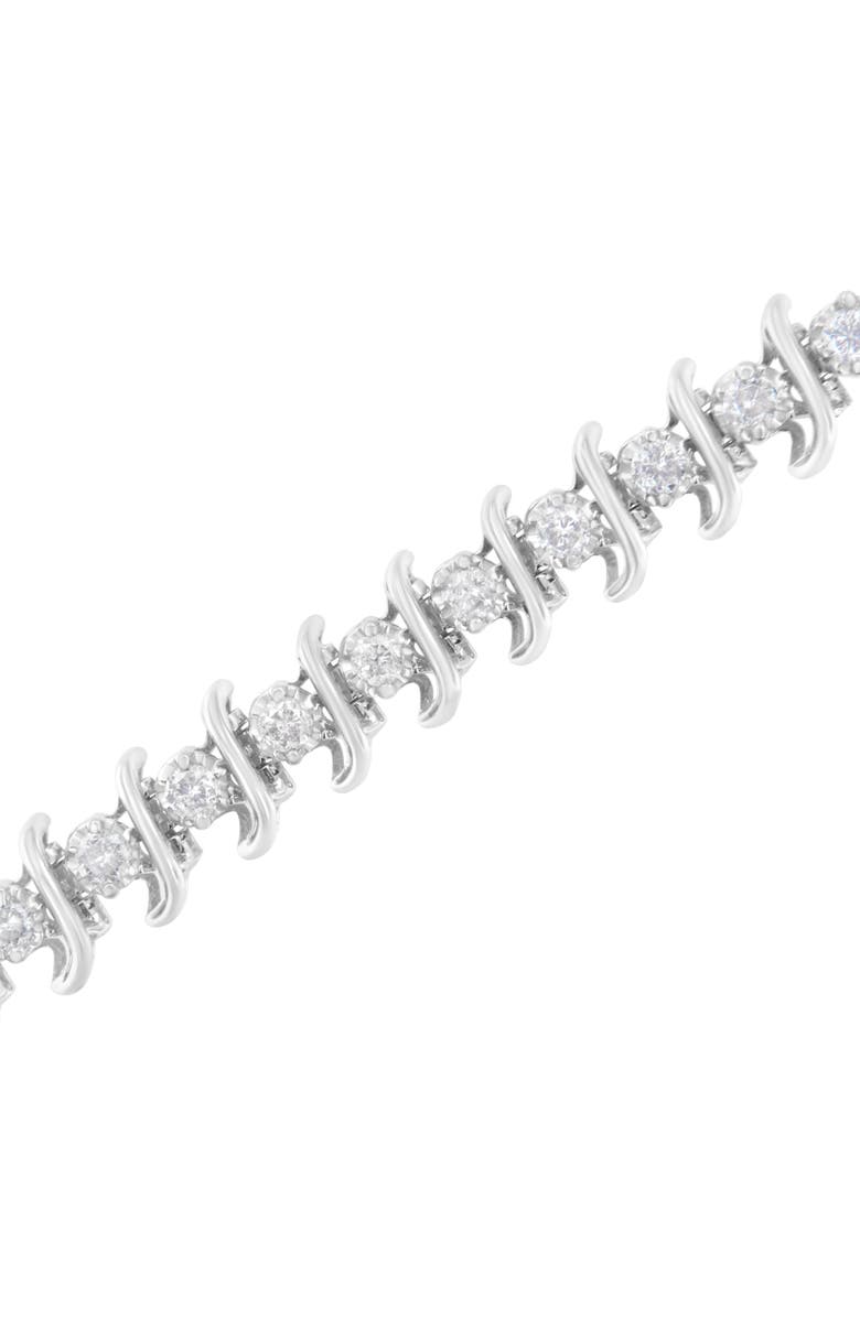 Haus of Brilliance Silver 3 cttw Diamond "S" Link Bracelet, Alternate, color, White