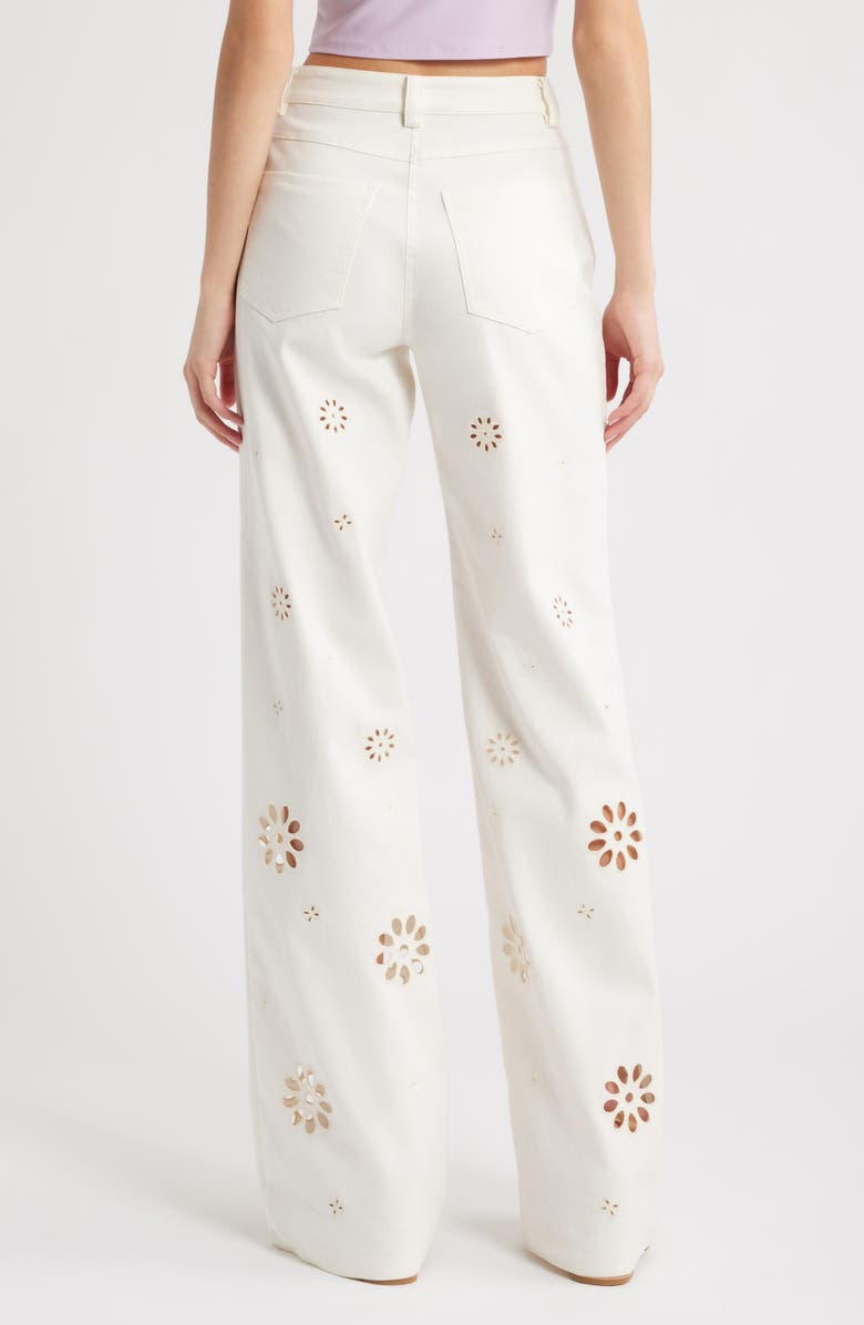 LoveShackFancy Carolette Eyelet Cutout Bootcut Jeans, Alternate, color, 