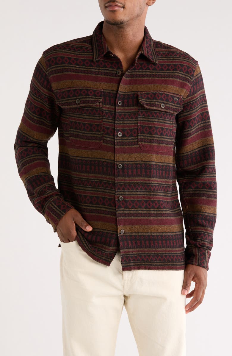 Billabong Offshore Jacquard Stripe Flannel Buton-Up Overshirt, Main, color, Brick