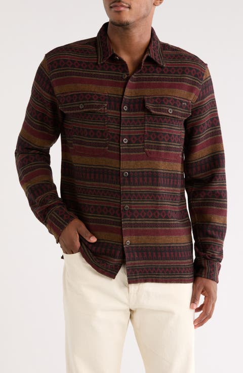 Offshore Jacquard Stripe Flannel Buton-Up Overshirt