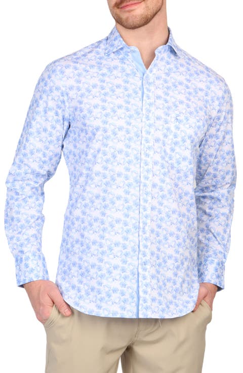 Abstract Wildflower Cotton Stretch Button Down Shirt
