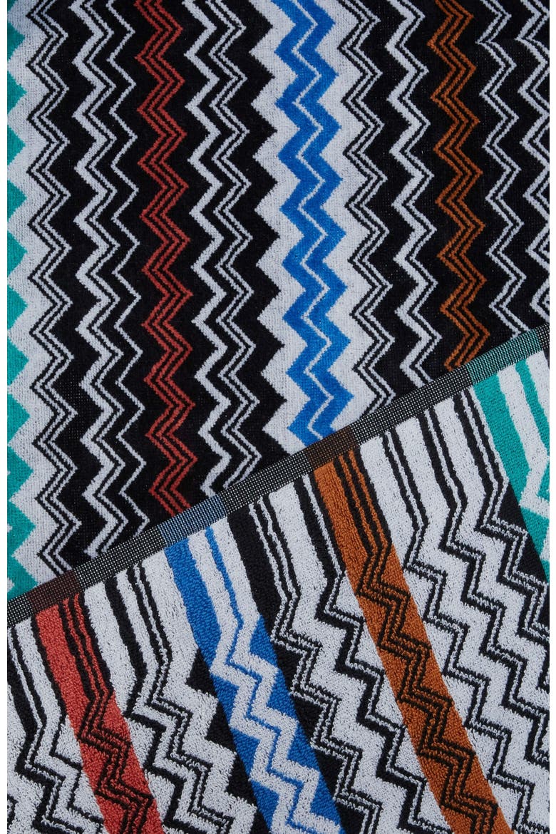 Neoclassic 150x100 Cm Beach Towel In Zigzag Cotton Terry, Alternate, color, Black