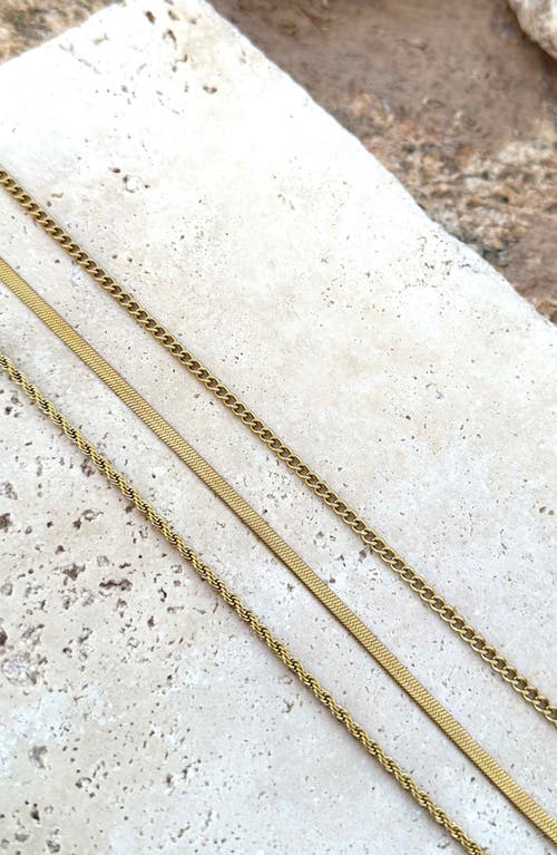Adornia Tarnish Resistant 18k Gold Plated Set Of 3-chain Necklaces In Gold