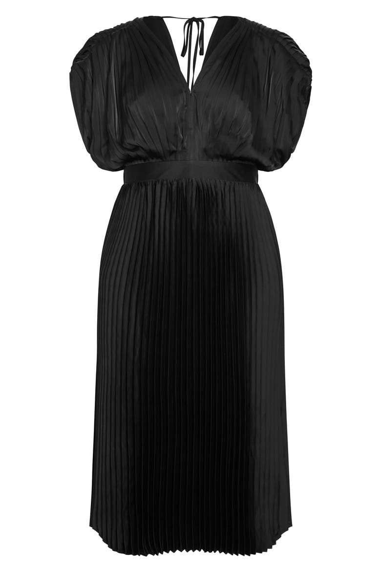 Henley Pleated Maxi Dress, Alternate, color, BLACK