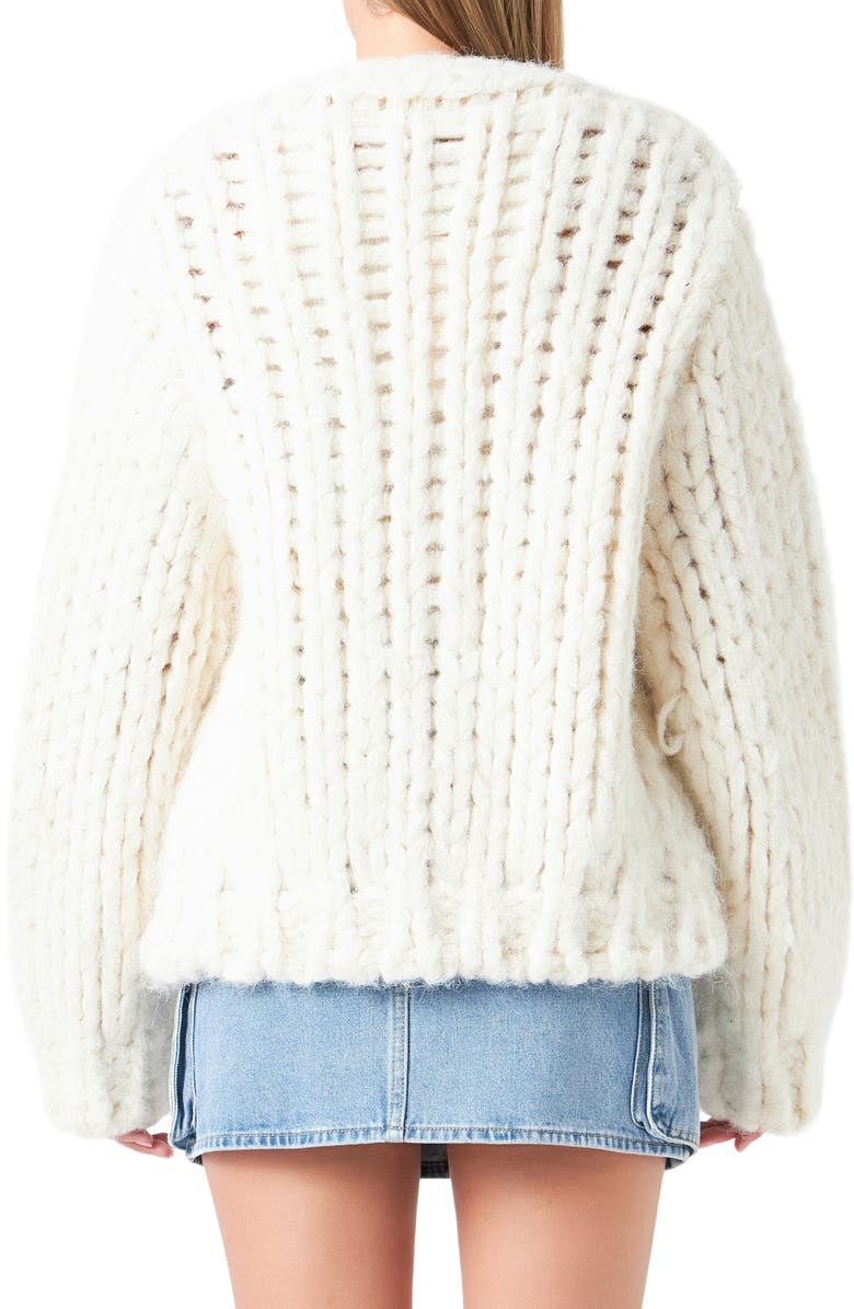 Grey Lab Chunky V-Neck Cardigan, Alternate, color, 