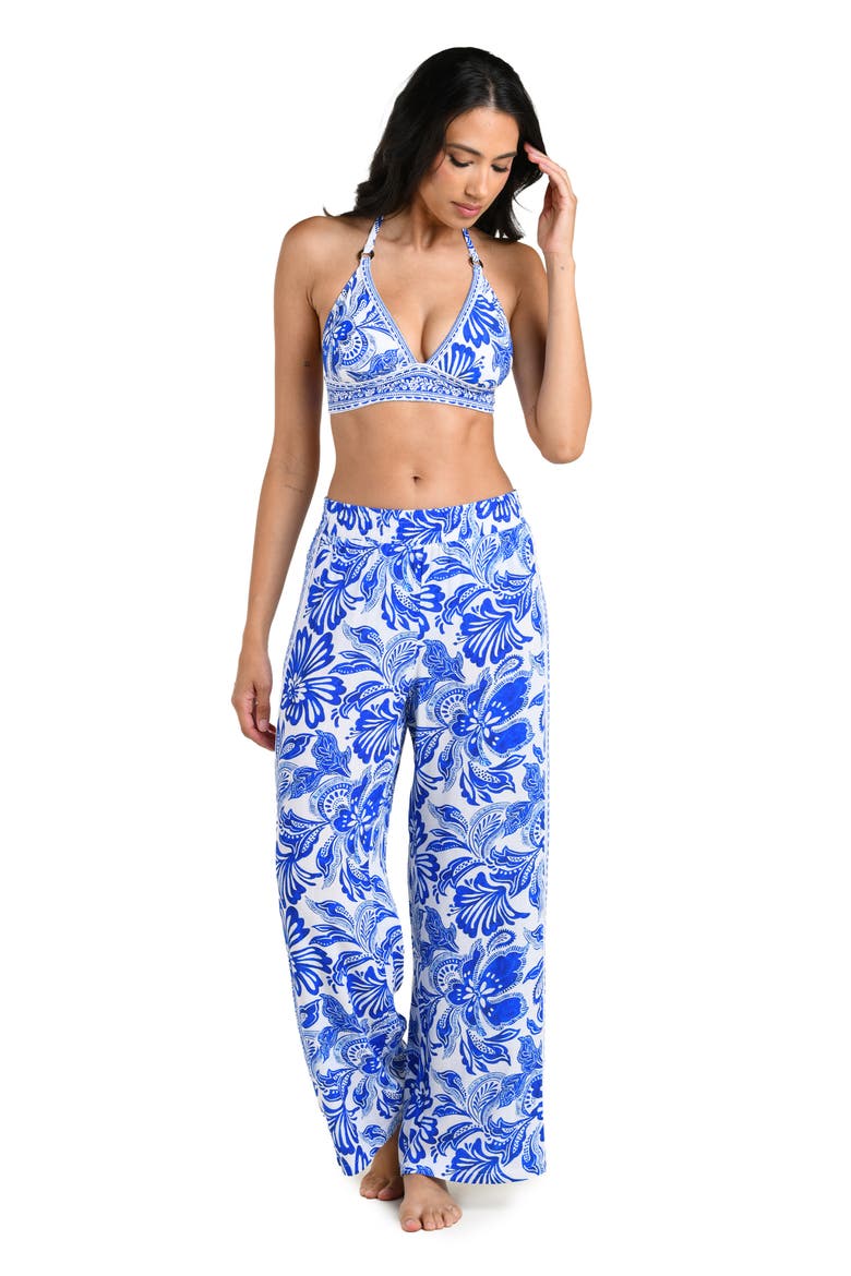 Botanical Brocade Wide Leg Cover-Up Pants, Alternate, color, LAPIS