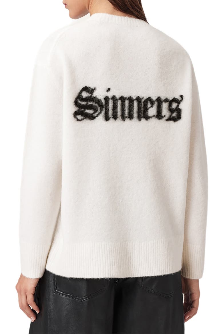 Saints & Sinners Crewneck Sweater, Alternate, color, CHALK WHITE/ BLACK