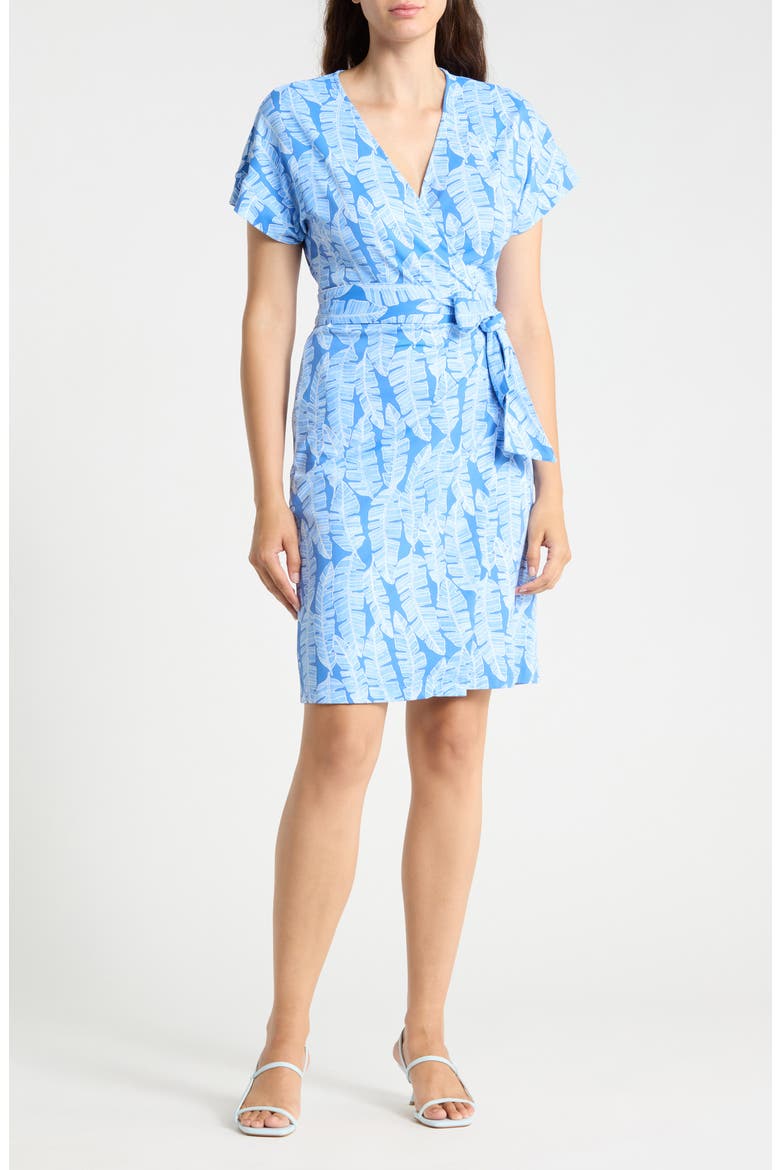 Soraya Wrap Dress, Main, color, BLUE/ OFF WHITE