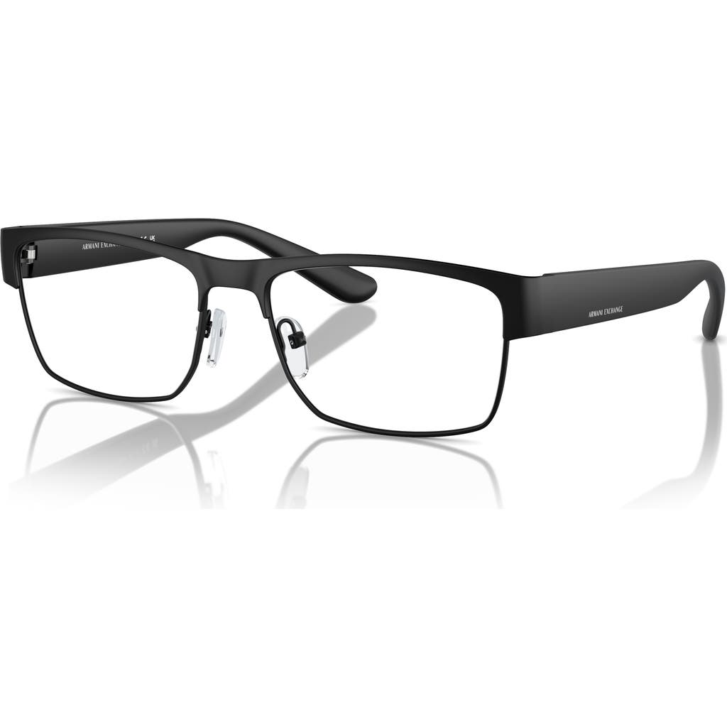 Armani Exchange 56mm Rectangle Optical Glasses In Black