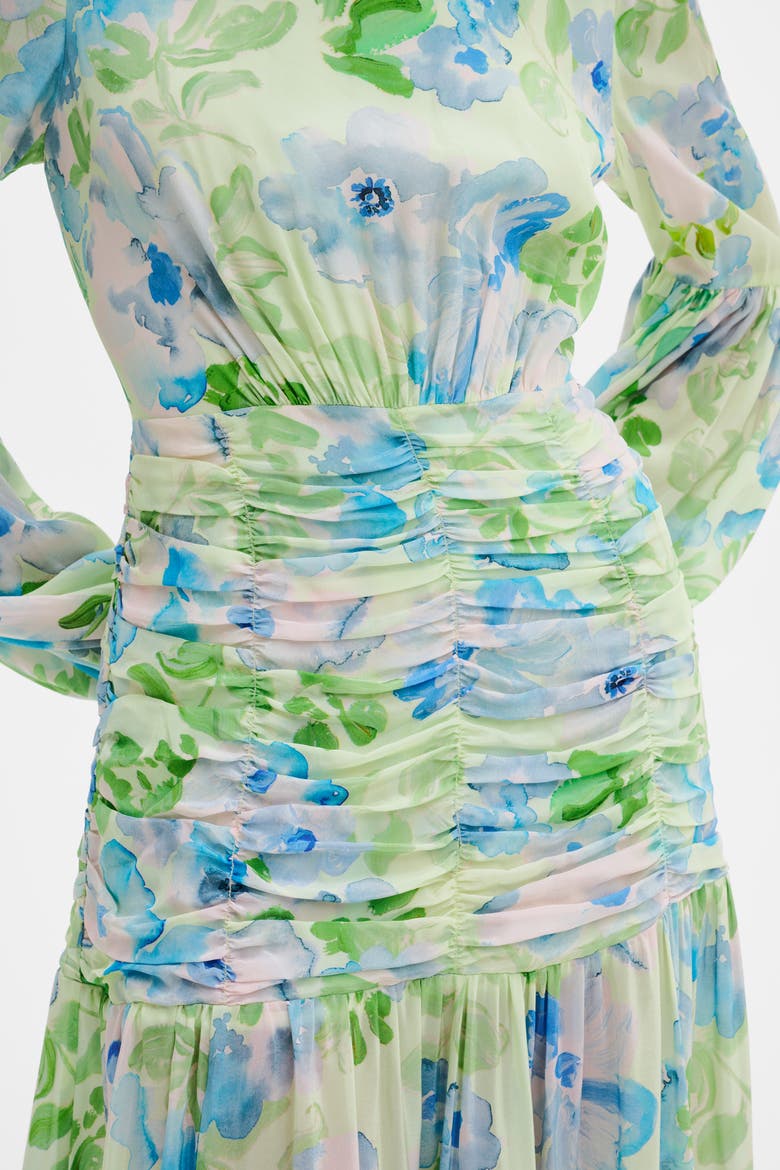Thalia Draped Waist Maxi Dress, Alternate, color, Pastel Floral Pistachio