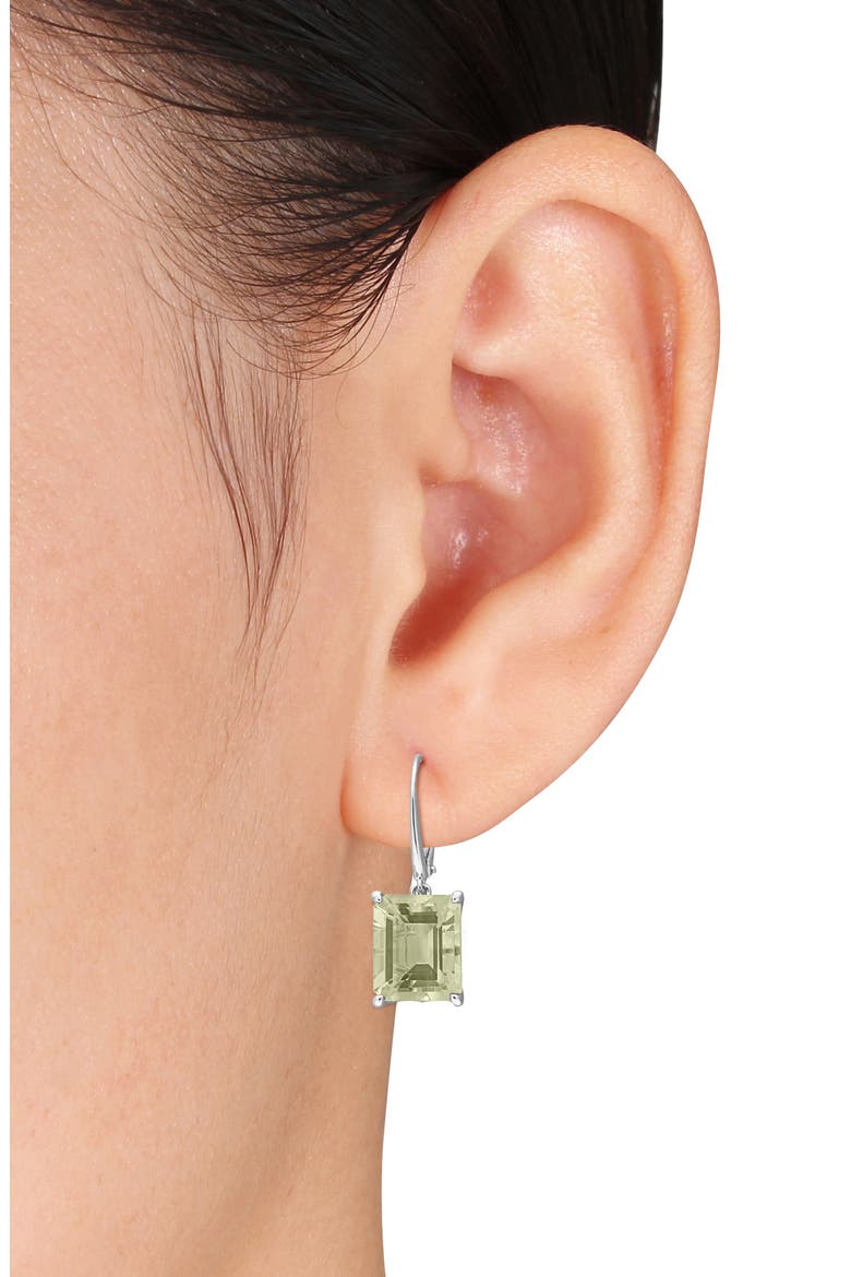 Octagon Cut Green Quartz Drop Earrings, Alternate, color, GREEN