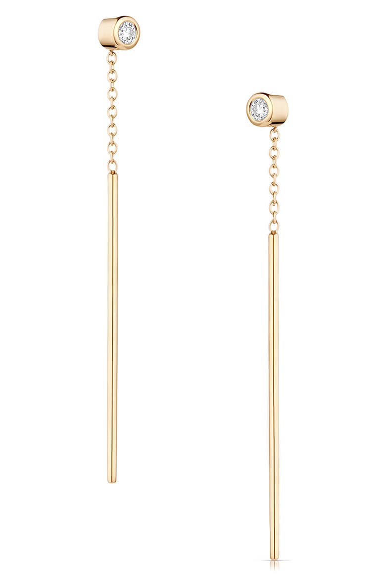 Marlo Cubic Zirconia Threader Earrings, Main, color, 14K GOLD PLATED