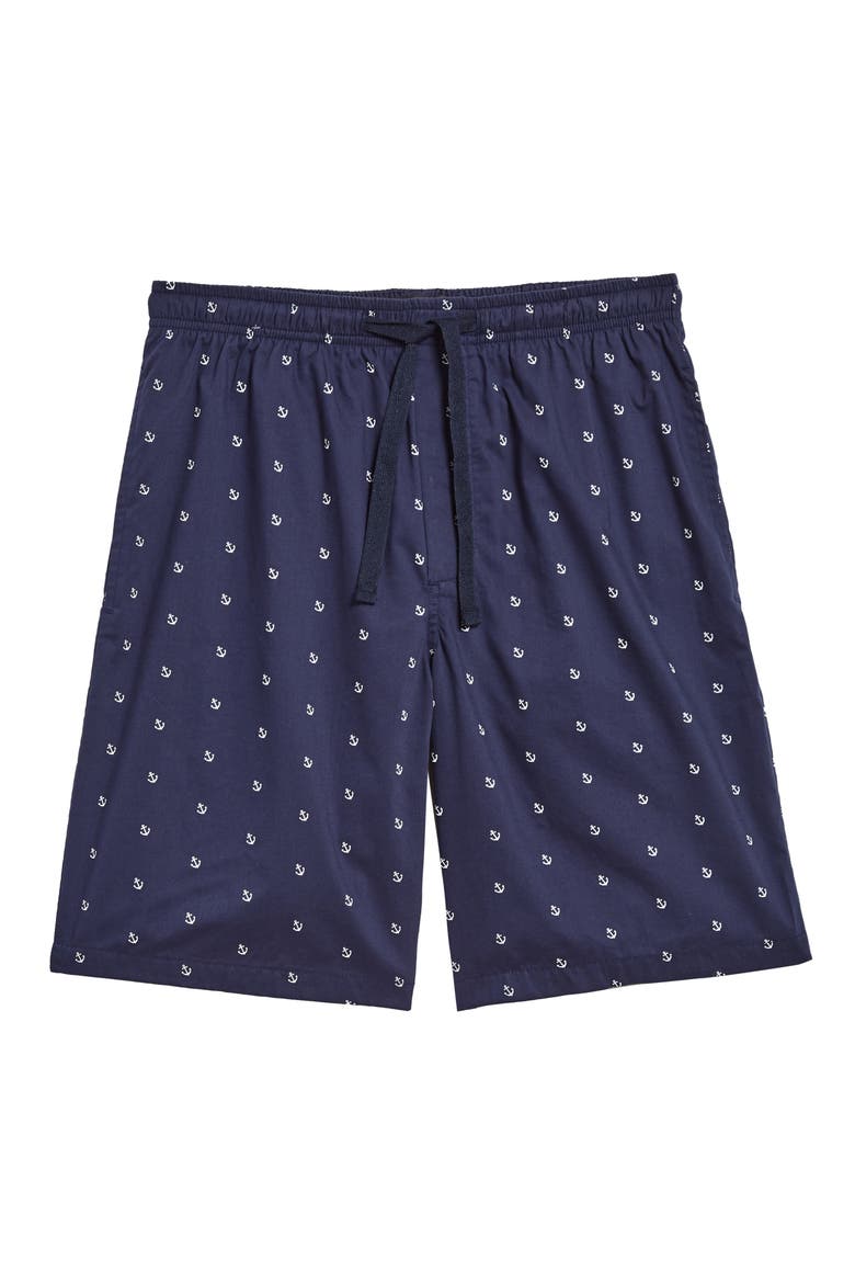 Poplin Lounge Shorts, Main, color, NAVY PEACOAT ANCHORS