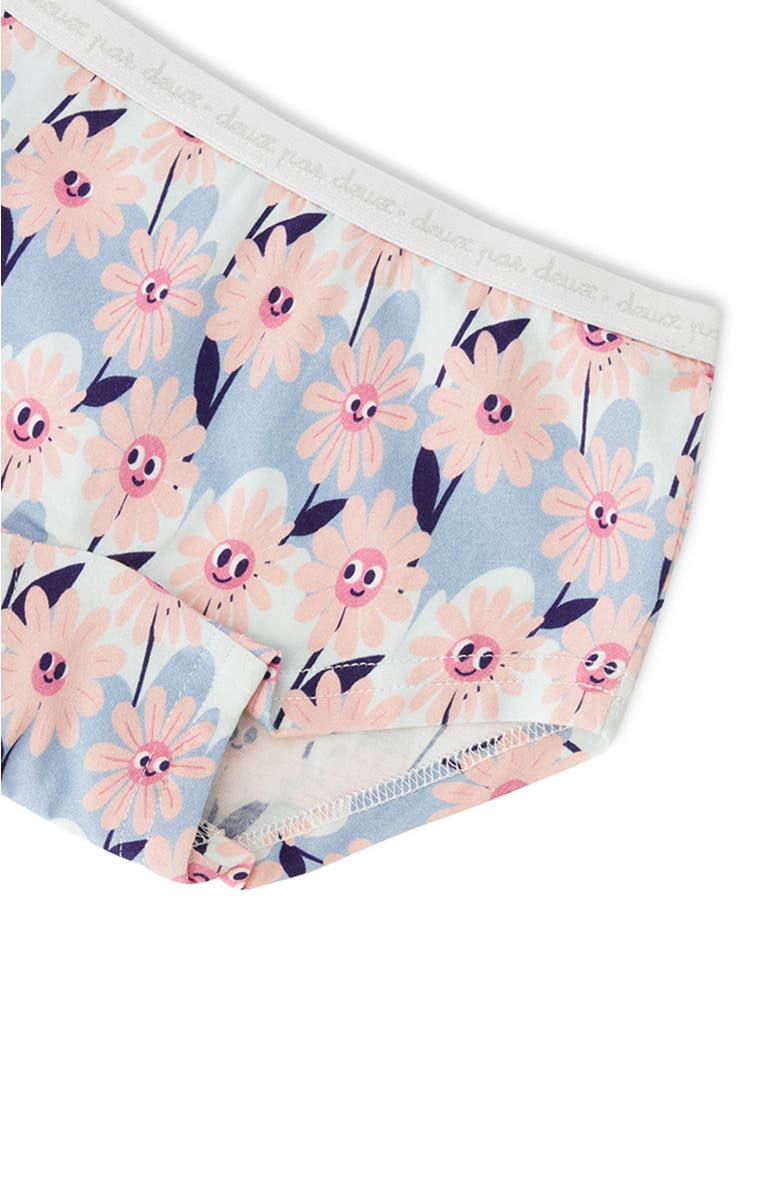 Deux par Deux Organic Cotton Smiling Flower Boyshort Panty, Alternate, color, Blue Smiling Flower Print