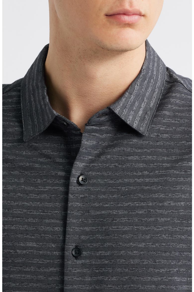 Ranger Short Sleeve Knit Button-Up Shirt, Alternate, color, BLACK